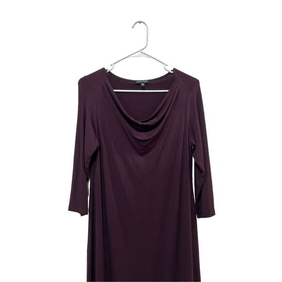 Eileen Fisher Plum Purple Drape Neck Y2K 3/4 sleeve Mini Dress Size XS Bratz - Picture 2 of 11
